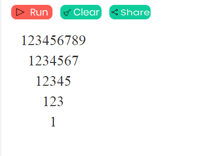 Pyramid using different numbers up-side-down