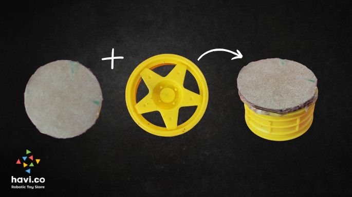fixing card board on wheel
