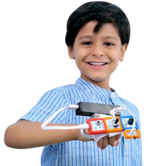 Boy with fitness tracker havi robotics kit